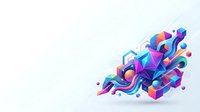 Colorful abstract geometric shapes with flowing curves and vibrant gradients in pink, blue, purple, and green tones. Isolated on white background, suitable for modern design projects, tech presentations, and creative backgrounds.