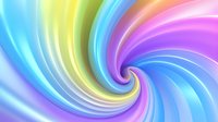 Vibrant rainbow spiral swirl pattern with smooth gradient transitions between blue, yellow, and pink hues creates dynamic motion effect on light background.