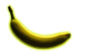 Fresh yellow banana with vibrant neon glow isolated on white background, ready for food packaging, grocery advertising, and nutritional content design use.