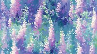 Colorful floral seamless pattern with pink, purple, green, and white blooming flowers on gradient background. Tiles continuously for wallpaper, fabric, and textile design projects.