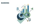 Banking financial growth concept with charts, graphs and upward arrow showing investment success and economic progress for business presentations.