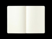 Open blank notebook with empty white pages, isolated on transparent background. Ready for mockups, stationery design, print on demand, clipart, and digital crafts.