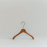 Wooden coat hanger with metal hook isolated on white background, suitable for fashion retail, clothing storage, wardrobe organization, and e-commerce design projects.