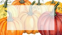 Watercolor autumn pumpkins in warm orange and red tones arranged in rows, perfect for seasonal harvest decorations and fall themed designs.