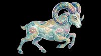 Decorative goat with ornate floral patterns and swirling designs, isolated on transparent background. Ready for t-shirt designs, clipart, stickers, sublimation, and print-on-demand products.