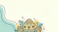 Decorative Easter eggs with ornate patterns and leaves on cream background for spring holiday celebrations and seasonal greeting cards.