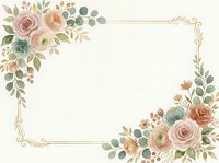 Vintage floral frame with roses, eucalyptus, and botanical elements on cream background. Isolated design for invitations, cards, and decorative projects.