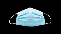 Disposable surgical face mask with elastic ear loops isolated on transparent background, ready for healthcare, medical design, clipart, and print-on-demand applications.