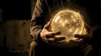 Hands holding glowing golden globe with circuit patterns, representing global technology, digital innovation, and worldwide connectivity for business and future concepts.