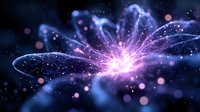 Glowing butterfly silhouette with magical light burst and sparkles on dark background, mystical purple and blue cosmic energy effect for fantasy designs.