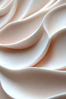 Soft flowing curves create elegant abstract waves in cream and white tones, featuring smooth silky texture and gentle shadows for luxury backgrounds and designs.