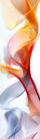 Abstract flowing curves in orange, red and blue tones creating dynamic movement on white background, suitable for modern interior design and digital art projects.