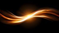 Glowing golden wave of light with smooth flowing curves against dark background creates dynamic energy effect for abstract design backgrounds.