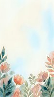 Watercolor floral border with coral and pink flowers, teal leaves, and soft blue gradient background. Isolated design element suitable for invitations, greeting cards, and digital projects.