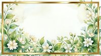 Elegant floral frame with white flowers and green leaves on cream background, decorative border for invitations, cards, and wedding designs.