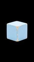 Vintage blue wooden toy block isolated on transparent background, cut out and ready for stickers, clipart, T-shirt design, print on demand, and sublimation projects.