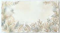 Botanical ornamental frame with delicate leaves, ferns, and swirling flourishes in muted earth tones on cream background, suitable for invitations and stationery design.