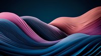 Abstract wavy lines creating fluid dynamic shapes in pink and blue gradient colors against dark background, modern minimalist design for creative projects.