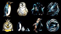 Cute penguin clipart set with 8 watercolor designs, isolated on transparent background. Great for stickers, t-shirt design, print on demand, and sublimation projects.