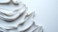 Minimalist white paper layers creating abstract waves and shadows on light background, artistic paper craft design with elegant curved shapes and soft depth.