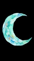 Watercolor crescent moon in turquoise and blue with gold accents, isolated on transparent background. Ready for t-shirt designs, stickers, sublimation, print-on-demand products, and digital crafts.