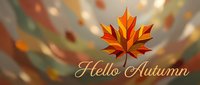 Young woman with long brown hair and fair complexion, wearing a cozy knit sweater, smiling warmly while holding a vibrant orange maple leaf against a soft blurred autumn background with falling leaves.