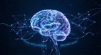 Digital brain with neural network connections and glowing circuits representing artificial intelligence and machine learning technology concepts.