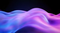 Smooth flowing abstract waves in vibrant neon purple and blue colors on black background create dynamic motion effect for modern design projects.