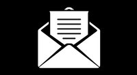 Open envelope with document letter emerging on black background for business communication and correspondence design projects.