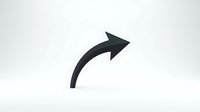 Curved arrow pointing upward right on isolated white background, suitable for web design, presentations, infographics, and business graphics.