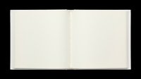 Open blank notebook with cream pages and gray spine, isolated on transparent background, ready for design use on t-shirts, stickers, clipart, and print-on-demand products.