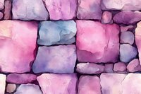 Watercolor stone wall pattern in pink and purple hues creates dreamy abstract background texture. Seamless design for fabric, wallpaper and creative projects.