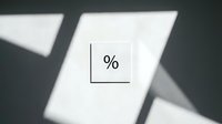 Minimalist percent sign on white card against gray wall with dramatic shadow play, evoking finance, discount, and interest rate concepts.