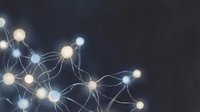 Digital network nodes connected by glowing lines on dark background, representing data communication, technology infrastructure, and interconnected systems for web design and tech concepts.