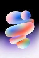 Abstract fluid shapes in pastel gradient colors floating on dark background, creating modern minimalist composition for digital design projects.