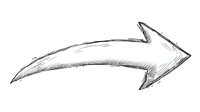 Hand drawn arrow pointing right in sketch style with rough pencil texture and shading on white background, isolated design element for graphics.