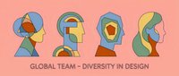 Global team diversity in design with colorful abstract human profiles representing multicultural collaboration and creative unity in modern workplace.