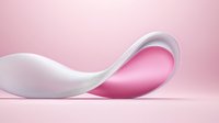 Elegant white curved shape on pink background creating smooth flowing lines and modern minimal composition. Abstract design element for creative projects.