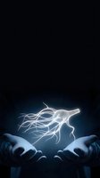 Glowing digital neuron with synaptic connections floating above cupped hands against dark background for medical and technology presentations.