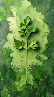 Fresh parsley sprig on artistic green painted textured background for culinary design and cooking projects.