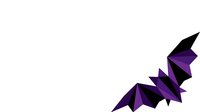 Geometric bat silhouette with purple and black angular wings on isolated white background, suitable for Halloween designs, t-shirt graphics, and digital clipart applications.