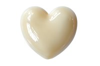 Glossy cream-colored heart shape with smooth surface and reflective highlights isolated on white background for romantic designs and love concepts.