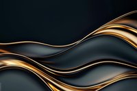Luxurious black and gold waves create elegant abstract background with smooth flowing curves and metallic shine, suitable for premium design projects.