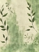 Delicate green leaves and botanical elements on textured vintage background with soft watercolor effect. Seamless pattern for fabric, wallpaper and home decor.