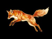 Watercolor running fox with fluffy tail, isolated on transparent background. Ready for t-shirt design, stickers, print on demand, clipart, and sublimation projects.