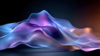 Flowing abstract waves in blue, purple and orange gradient colors create dynamic motion effect on dark background, modern design element for backgrounds.