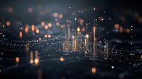 Abstract digital network visualization with glowing orange and white light connections on dark background, representing technology infrastructure and data flow.
