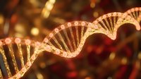 DNA double helix structure glowing with golden light, representing genetic research, biotechnology, and molecular science for medical and educational applications.