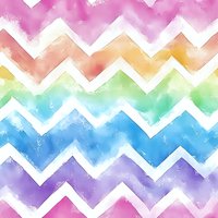 Watercolor rainbow chevron pattern with soft blended colors and white zigzag stripes creates seamless geometric background for fabric, wallpaper and gift wrap designs.