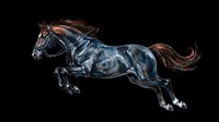 Dark horse galloping in watercolor style, isolated on transparent background. Great for t-shirt design, stickers, clipart, print on demand, and sublimation projects.